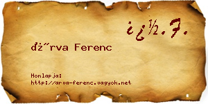 Árva Ferenc névjegykártya