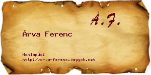 Árva Ferenc névjegykártya