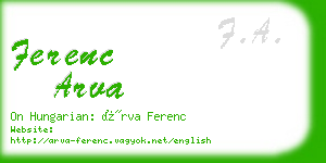 ferenc arva business card